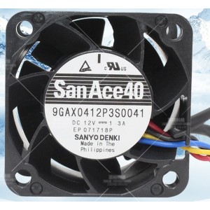 SANYO 9GAX0412P3S0041 12V 1.3A 4wires Cooling Fan