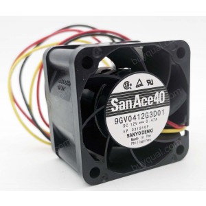 Sanyo 9GV0412G3D01 12V 0.47A 3wires Cooling Fan