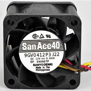 SANYO 9GV0412P3J22 12V 0.60A 4wires Cooling Fan