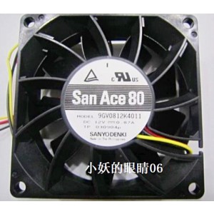 Sanyo 9GV0812K4011 12V 0.87A 3wires Cooling Fan