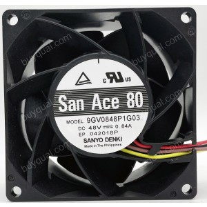 Sanyo 9GV0848P1G03 48V 0.84A 4wires Cooling Fan