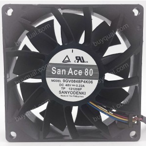 Sanyo 9GV0848P4K06 48V 0.22A 4wires Cooling Fan 