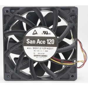 SANYO 9GV1212P4G01 12V 1.68A 4wires Cooling Fan