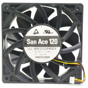 SANYO 9GV1212P4G03 12V 1.68A 4wires Cooling Fan 