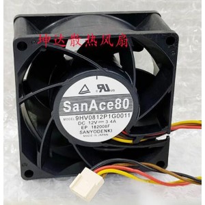 SANYO 9HV0812P1G0011 12V 3.4A 3wires Cooling Fan