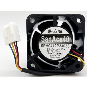 Sanyo 9PH0412P3J033 12V 0.35A 4wires Cooling Fan - Original New