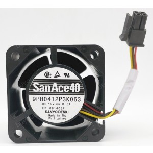 Sanyo 9PH0412P3K063 12V 0.5A 4wires Cooling Fan