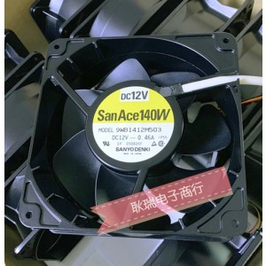 SANYO 9WB1412M503 12V 0.46A 3wires Cooling Fan 