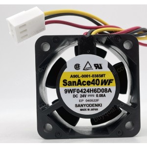 SANYO 9WF0424H6D08A A90L-0001-0385#T 9WF0424H6D08A A90L00010385#T 24V 0.08A 3wires Cooling Fan 