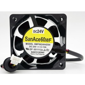 SANYO 9WF0624H4D04 24V 0.15A 3wires Cooling Fan - Original New