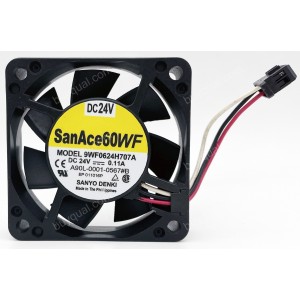 SANYO 9WF0624H707A A90L-0001-0567#B 24V 0.11A 3wires Cooling Fan 