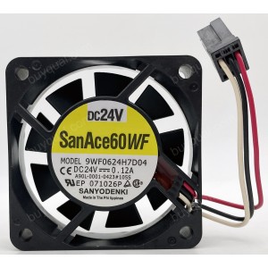 Sanyo 9WF0624H7D04 A90L-0001-0423#105S  24V 0.12A 3wires Cooling Fan
