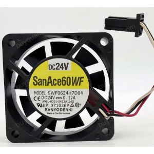 Sanyo 9WF0624H7D04 A90L-0001-0423#105S  24V 0.12A 3wires Cooling Fan