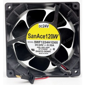 Sanyo 9WF1224H1D05 24V 0.32A 3wires Cooling Fan - Original New