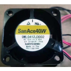 SANYO 9WL0412J3002 12V 0.52A 2wires Cooling Fan 