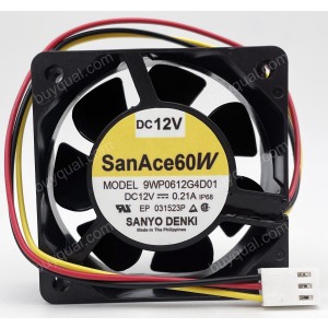 Sanyo 9WP0612G4D01 12V 0.21A 3wires Cooling Fan - Original New