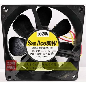 SANYO 9WP0824S401 24V 0.1A 3wires Cooling Fan - New
