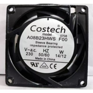 Costech A08B23HWS FOO 230V 14/12W 2wires Cooling Fan 