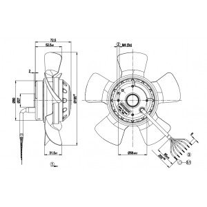 Ebmpapst A2D200-AA04-29 M2D068-CF 265/460V 0.19/0.11A 65W 7wires Cooling Fan - New