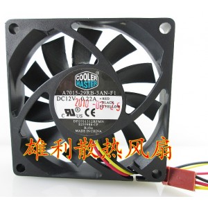 COOLER MASTER A7015-29RB-3AN-F1 12V 0.22A 3wires Cooling Fan