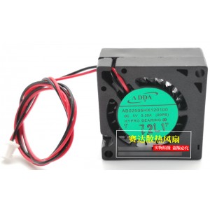 ADDA AB02505HX120100 5V 0.20A 2wires Cooling Fan