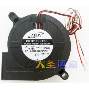 ADDA AB06012UB250300 12V 0.35A 3wires Cooling Fan