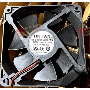 HK FAN AB12025S12 12V 0.65A 2wires Cooling Fan