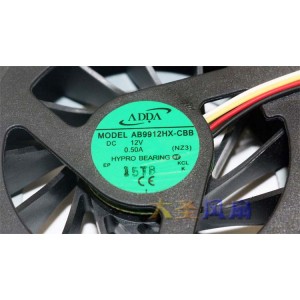 ADDA AB9912HX-CBB 12V 0.50A 4wires Cooling Fan
