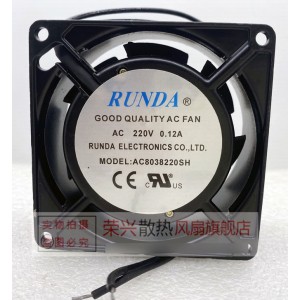 RUNDA AC8038220SH 220V 0.12A 2wires Cooling Fan 