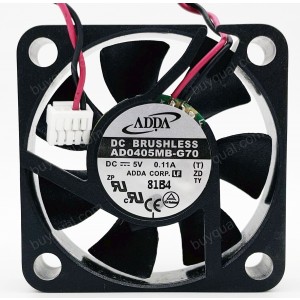 ADDA AD0405MB-G70 5V 0.11A 2wires Cooling Fan