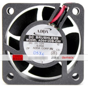 ADDA AD0412DB-C50 12V 0.05A 2wires Cooling Fan