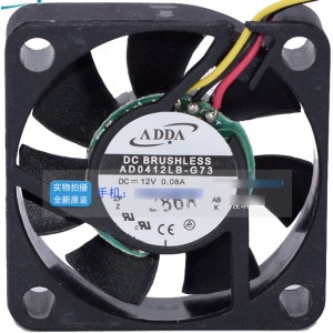 ADDA AD0412LB-G73 12V 0.08A 3 Wires Cooling Fan 