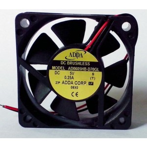 ADDA AD0605HB-D70GL 5V 0.25A 2wires Cooling Fan 