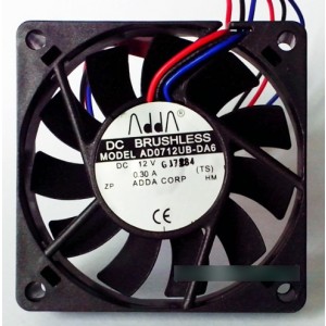 ADDA AD0712UB-DA6 12V 0.30A 3wires cooling fan
