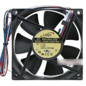 ADDA AD08012UB257B04 12V 0.25A 4wires Cooling Fan 