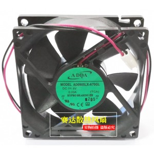 ADDA AD0805LX-A70GL 5V 0.23A 2wires Cooling Fan