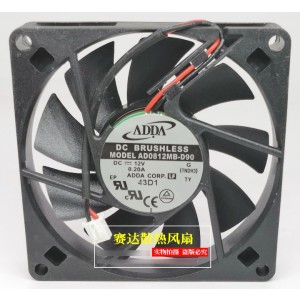 ADDA AD0812MB-D90 12V 0.20A 2wires Cooling Fan