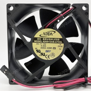 ADDA AD0812UB-A70GL 12V 0.3A 2wires Cooling Fan