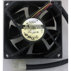 ADDA AD0812UB-A72GL 12V 0.45A 3 Wires Cooling Fan 