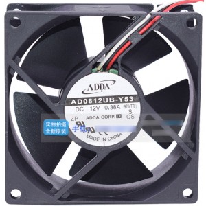 ADDA AD0812UB-Y53 12V 0.38A 3wires Cooling Fan