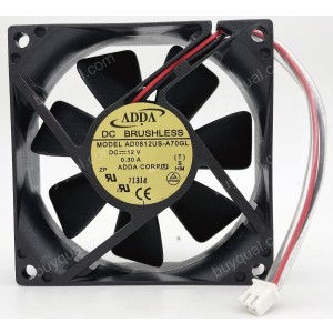 ADDA AD0812US-A70GL 12V 0.30A 2 wires Cooling Fan