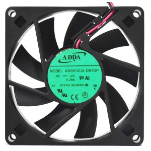 ADDA AD0812UX-D91GP 12V 0.28A 2wires Cooling Fan