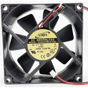 ADDA AD0824HB-A70GL 24V 0.16A 3.84W 2wires Cooling Fan