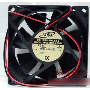 ADDA AD0824UB-A70GL 24V 0.29A 2wires Cooling Fan