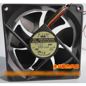 ADDA AD0912UB-A72GL 12V 0.39A 2wires Cooling Fan 