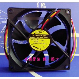 ADDA AD0924MB-A72GL 24V 0.12A 3wires Cooling Fan 