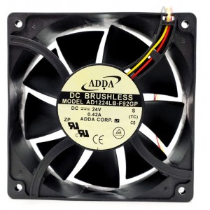 ADDA AD1224LB-F92GP 24V 0.42A 3 wires Cooling Fan