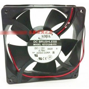 ADDA AD1312HB-F51 12V 0.76A 2wires Cooling Fan