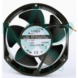 ADDA AD17224MB5152M0 AD17224MB5152MO 24V 1.65A 39.6W 3wires Cooling Fan