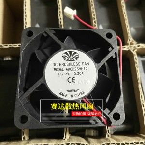 YOURWAY AD6025VH12 12V 0.30A 2wires Cooling Fan 